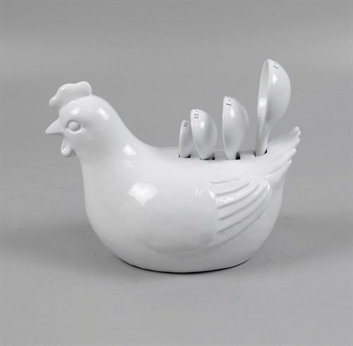 Den skønneste keramik høne med måle skeer i - FØR 249,-