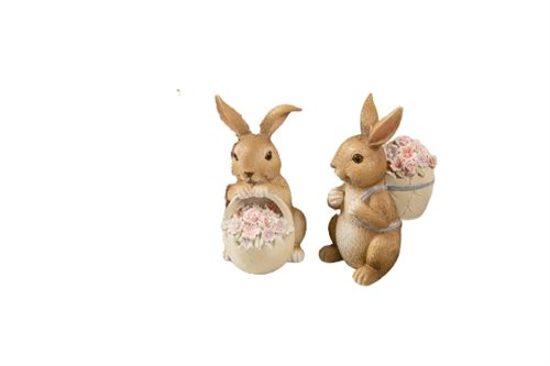 Hare med blomsterkurv og hare med rygsæk