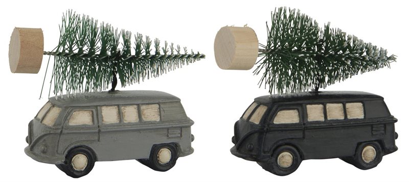 Juletræspynt - 4 x biler med juletræ på taget - FØR 149,-