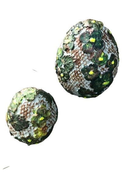 Æg i Beton med flot farvedekoration - purely handmade