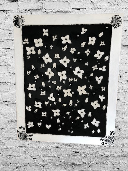 Smukt Sort / Hvidt blomster flor