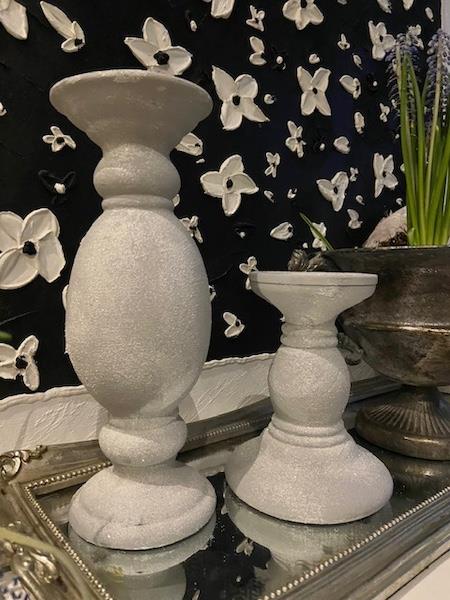 Frosted French Grey Lysestager – Sæt af 2