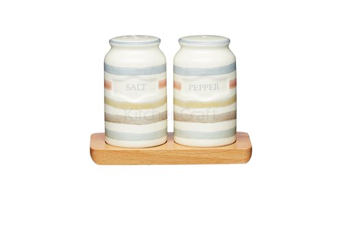 Classic Salt og Peber i stribet keramik - landlig stil