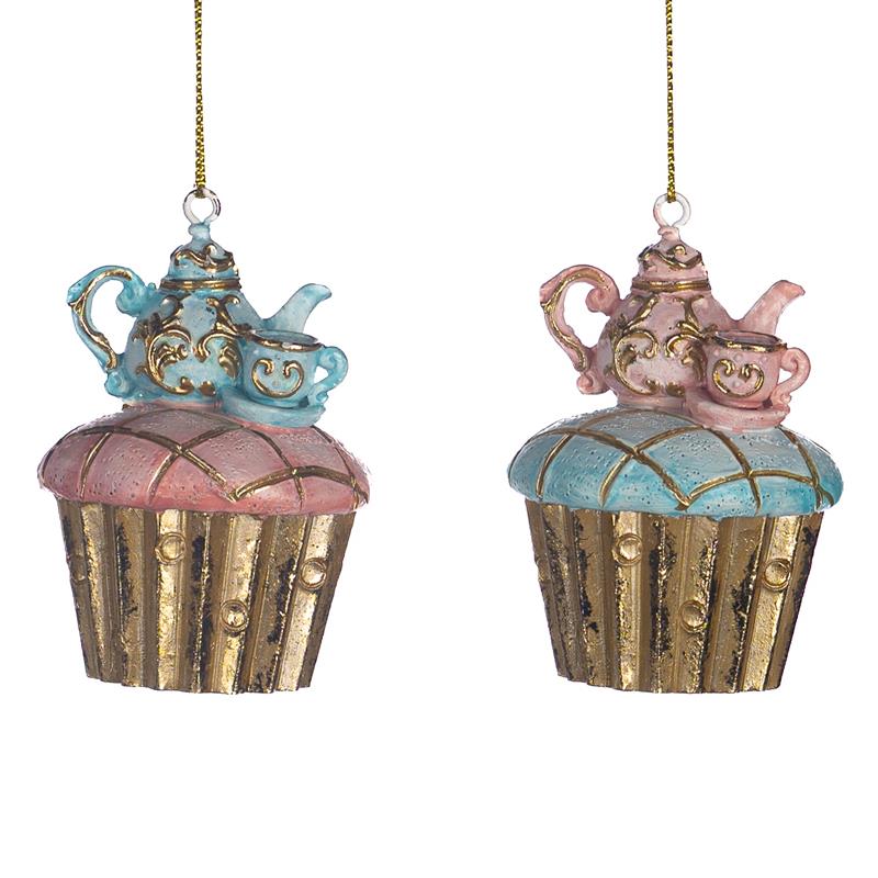 Tea Party Cupcake til ophæng - Glasur Pink