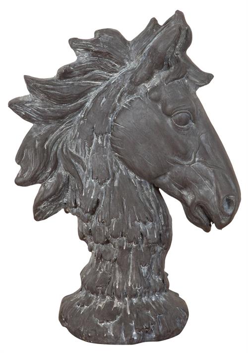 Hestehoved som smuk dekoration i antik grå finish